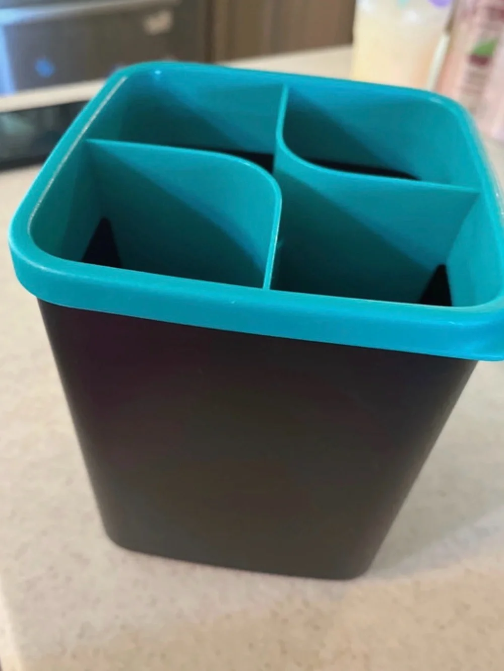 Tupperware Black & Teal Plastic Utensil Caddy